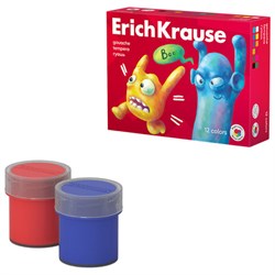 Гуашь ERICH KRAUSE "Jolly friends" 12 цветов по 20 мл, картонная упаковка, 61415 - фото 14982879