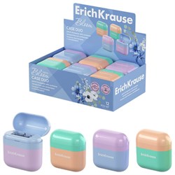 Точилка ERICH KRAUSE "Case Duo Pastel Bloom", 2 отверстия, с контейнером, пластиковая, ассорти, 59989 - фото 14982902