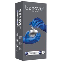 Перчатки латексные смотровые 25 пар (50 штук), прочные, размер 9-10, XL (очень большой), BENOVY High Risk - фото 14984130