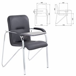 Кресло со столом BRABIX "Samba CF-108 BOX-2", хром каркас, кожзам черный, разобрано, 533218 - фото 14987559