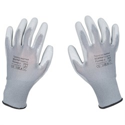 Перчатки нейлоновые SCAFFA "Базис", полиуретановое покрытие (облив), размер 9, L (большой), 00-00012435 - фото 14987572