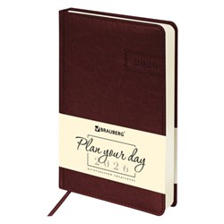 Ежедневник датированный 2026 А5 138x213 мм, BRAUBERG "Imperial", под кожу, коричневый, 117061 - фото 14988525