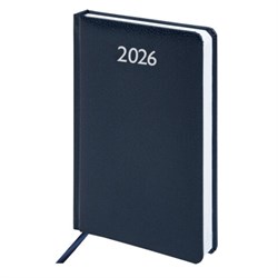 Ежедневник датированный 2026, А5, 138x213 мм, BRAUBERG "Profile", балакрон, синий, 117073 - фото 14988537