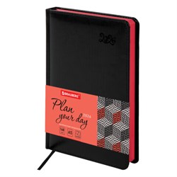 Ежедневник датированный 2026, А5, 138x213 мм, BRAUBERG "Rainbow", под кожу, черный, 117079 - фото 14988543