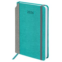 Ежедневник датированный 2026 А5 138x213 мм, BRAUBERG "Mosaic", под кожу, держатель для ручки, бирюза, 117110 - фото 14988574