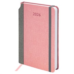 Ежедневник датированный 2026 А5 138x213 мм, BRAUBERG "Mosaic", под кожу, карман для ручки, розовый, 117115 - фото 14988579