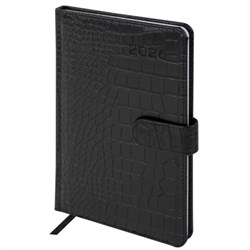 Еженедельник датированный 2026 А5 145х215 мм, BRAUBERG "Party", под кожу, черный, 117180 - фото 14988625