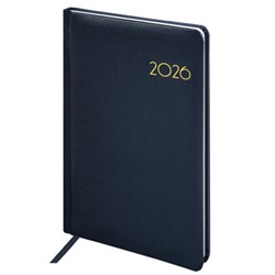 Еженедельник датированный 2026, А5, 145х215 мм, BRAUBERG "Select", балакрон, темно-синий, 117181 - фото 14988626