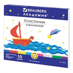 Пластилин классический BRAUBERG "АКАДЕМИЯ", 10 цветов, 200 г, со стеком, картонная упаковка, 103255 - фото 14996444