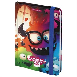 Блокнот с резинкой в клетку 96 л., МАЛЫЙ ФОРМАТ А6, 109х148 мм, BRAUBERG, кросс-серия "МОНСТРИКИ", 117001 - фото 15003227