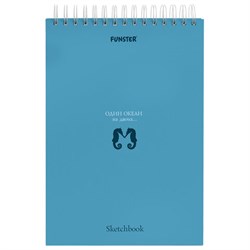 Скетчбук, белая бумага 100 г/м2, 140х201 мм, 60 л., гребень, жёсткая подложка, FUNSTER (ФАНСТЕР), АССОРТИ Ocean, 116902 - фото 15013668