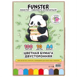 Цветная бумага А4 ТОНИРОВАННАЯ В МАССЕ, 100 листов, 10 цветов, короб, 80 г/м2, FUNSTER (ФАНСТЕР), 210х297 мм, 117617 - фото 15015239