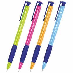 Ручка шариковая автоматическая BRAUBERG A-30 COLOR MIX "WRITING 3.0", СИНЯЯ, пишущий узел 0,5 мм, линия письма 0,25 мм, 144341 - фото 15023116