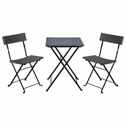 Комплект складной мебели (стол и 2 стула) NOSTRESS (НОСТРЕСС) "Wicker FS-020", металл черный, искусственный ротанг, 680061 - фото 15023676