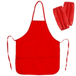 Фартук с нарукавниками для уроков труда ПИФАГОР, 3 кармана, увеличенный размер, 45x60 см, красный, 273745 - фото 15029188