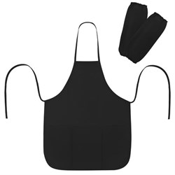 Фартук с нарукавниками для уроков труда ПИФАГОР, 3 кармана, уменьшенный размер, 39х49 см, черный, 273751 - фото 15029193