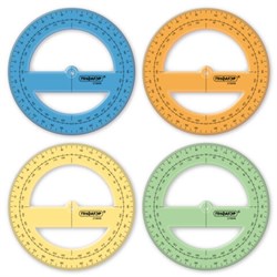 Транспортир пластиковый 10 см, 360 градусов, ПИФАГОР, прозрачный, неоновый, ассорти, 210848 - фото 15032742