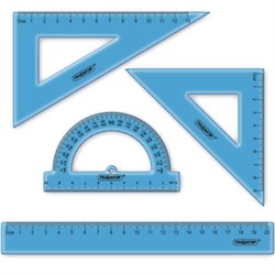 Набор чертежный ПИФАГОР (линейка 20 см, 2 треугольника, транспортир), тонированный, европодвес, 210854 - фото 15032746