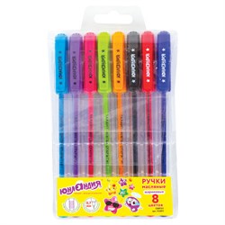 Ручки шариковые масляные ЮНЛАНДИЯ, НАБОР 8 шт., АССОРТИ, "STAR", узел 0,7 мм, линия письма 0,35 мм, 143011 - фото 15033978