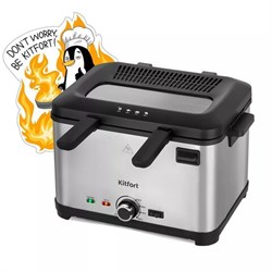 Фритюрница KITFORT KT-6240, 2000 Вт, объем 4,8 л, регулировка 130-190 °С, 3 корзинки, черная/серебристая, КТ-6240 - фото 15036514