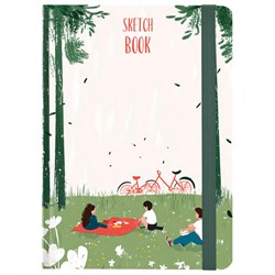 Скетчбук, белая бумага 120 г/м2, 145х203 мм, 80 л., резинка, твердый, BRAUBERG ART, "Прогулка", 116896 - фото 15038968