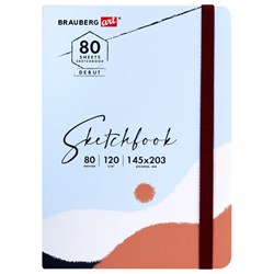 Скетчбук, белая бумага 120 г/м2 145х203 мм, 80 л., резинка, твердый, BRAUBERG ART DEBUT "Дюна", 114586 - фото 15047437