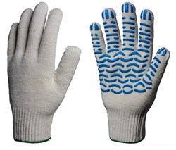 Перчатки х/б 10кл. СТАНДАРТ с ПВХ ВОЛНА 39-41гр. 116текс, белые (10пар) - фото 15052813