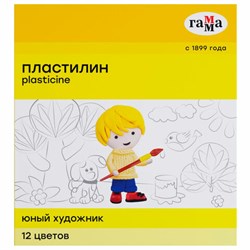 Пластилин ГАММА "Юный художник NEW", 12 цветов, 168 г, со стеком, 280045 - фото 15053947