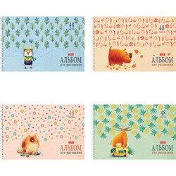 Альбом для рисования А4 48 л., спираль, обложка картон, HATBER, 205х290 мм, "Счастливчики" (4 вида), 067355, 48А4Всп - фото 15054146