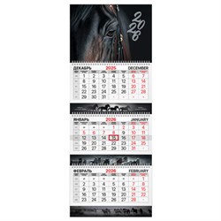 Календарь квартальный 2026 г., 3 блока, 3 гребня, бегунок, мелованная бумага, BRAUBERG EXTRA, "Символ года", 116812 - фото 15054301