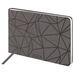 Еженедельник датированный 2026 МАЛЫЙ ФОРМАТ 105х160 мм, А6, BRAUBERG "Imprint", тиснение, черный, 117209 - фото 15054356