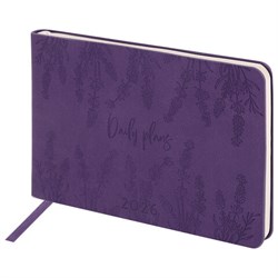 Еженедельник датированный 2026 МАЛЫЙ ФОРМАТ 105х160 мм, А6, BRAUBERG "Imprint", тиснение, фиолетовый, 117210 - фото 15054357