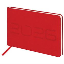 Еженедельник датированный 2026 МАЛЫЙ ФОРМАТ 105х160 мм, А6, BRAUBERG "Imprint", тиснение, красный, 117211 - фото 15054358