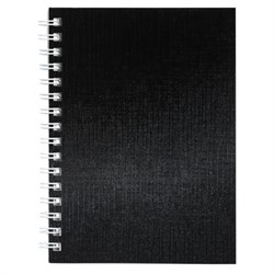 Блокнот МАЛЫЙ ФОРМАТ А6, 80 л., гребень, бумвинил "METALLIC", клетка, HATBER, черный, 086310, 80ЗК6бвВ1гр - фото 15054464