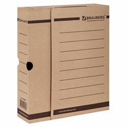 Короб архивный с клапаном А4 (260х325 мм), 75 мм, до 700 листов, плотный, микрогофрокартон, BRAUBERG, 126509 - фото 15054570