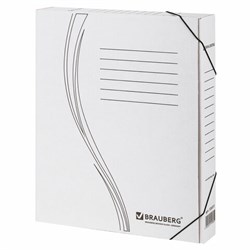 Папка архивная с резинкой А4 (325х250 мм), 45 мм, до 400 листов, плотная, микрогофрокартон, БЕЛАЯ, BRAUBERG, 126511 - фото 15054571