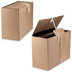 Короб архивный (380х280х170 мм), 2 завязки, гофрокартон, до 1600 листов - фото 15054575