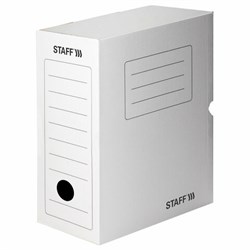 Короб архивный с клапаном А4 (260х325 мм), 150 мм, до 1400 листов, микрогофрокартон, БЕЛЫЙ, STAFF, 128866 - фото 15054632