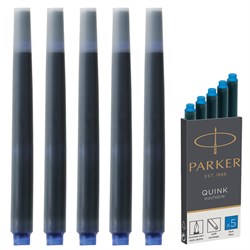 Картриджи чернильные PARKER "Cartridge Quink", КОМПЛЕКТ 5 штук, смываемые чернила, синие, 1950383 - фото 15054717