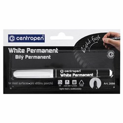 Маркер перманентный БЕЛЫЙ CENTROPEN, круглый наконечник, 1,2 мм, блистер, 2686, 5 2686 6000 - фото 15054895