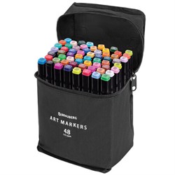 Маркеры для скетчинга двусторонние, НАБОР 48 шт., текстильный чехол, BRAUBERG, 152231 - фото 15054902