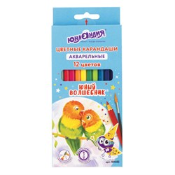 Карандаши цветные акварельные ЮНЛАНДИЯ "ЮНЫЙ ВОЛШЕБНИК", 12 цветов, шестигранные, грифель 3 мм, натуральное дерево, 181402 - фото 15054962