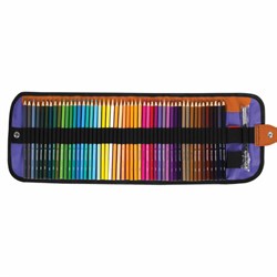 Карандаши цветные супермягкие яркие классические в пенале-скрутке BRAUBERG MAX 50 цветов + держатель и точилка, натуральное дерево, 182007 - фото 15054994