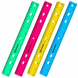 Линейка пластиковая 30 см, BRAUBERG "Crystal", тонированная, ассорти, 210291 - фото 15055131