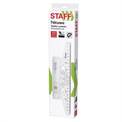 Линейка с роликом (рейсшина) 22 см, металлический ролик, картонная коробка, STAFF, 210869 - фото 15055163
