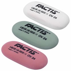 Ластик FACTIS OV 24 (Испания), 49х24х9 мм, цвет ассорти, овальный, мягкий, CMFOV24 - фото 15055169