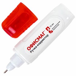 Ручка-корректор ОФИСМАГ, 12 мл, металлический наконечник, 225216 - фото 15055292