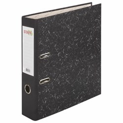 Папка-регистратор STAFF "Basic" БЮДЖЕТ с мраморным покрытием, 70 мм, без уголка, черный корешок, 227185 - фото 15055344