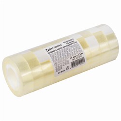 Клейкие ленты 15 мм х 33 м канцелярские BRAUBERG, комплект 10 шт., прозрачные, гарантированная длина, 227259 - фото 15055350