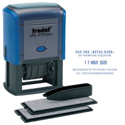 Датер самонаборный, 4 строки+дата, оттиск 50х30 мм, синий, TRODAT 4729, кассы в комплекте, 53334 - фото 15055562